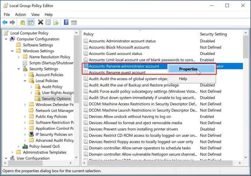 name des lokalen administrators ändern gruppenrichtlinieneditor windows 10