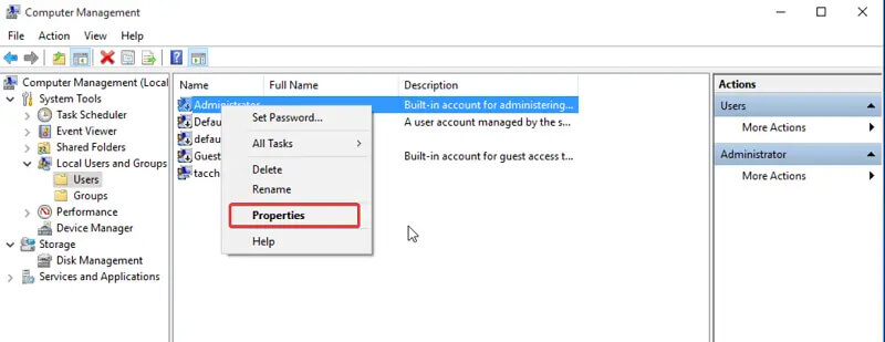 computer management properties local users windows 10