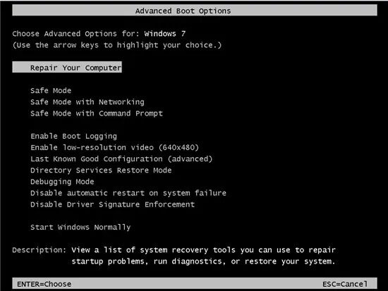 Klicken Sie auf die Option Computer reparieren