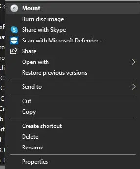 เมานต์ไฟล์ iso บน windows 10