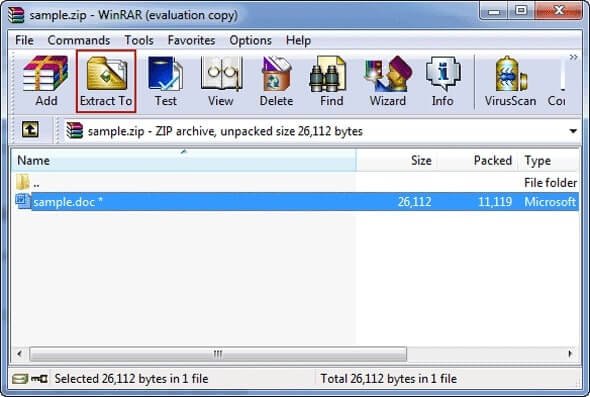 ouvrir l’archive ZIP de WinRAR