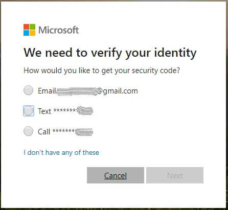 get microsoft verification code on preferred medium