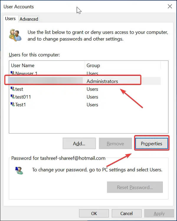 netplwiz user accounts control panel