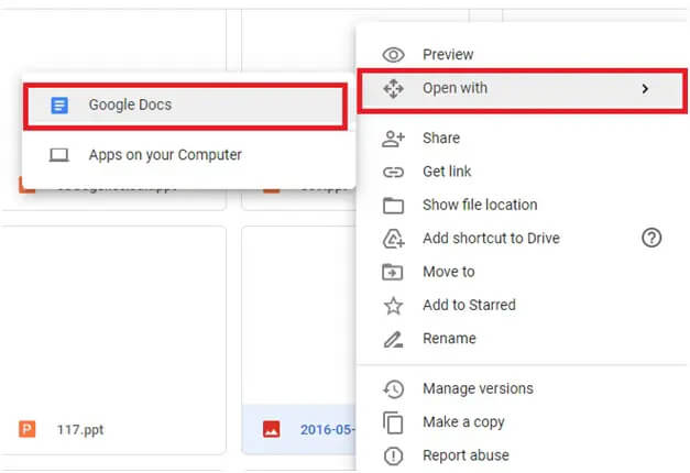 open pdf file with google docs