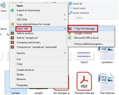 excel şifresini kurtarmak için 7 zip ile açın