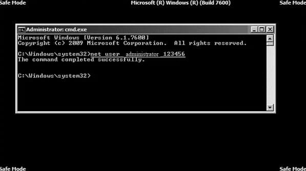 safe mode command prompt net user change password